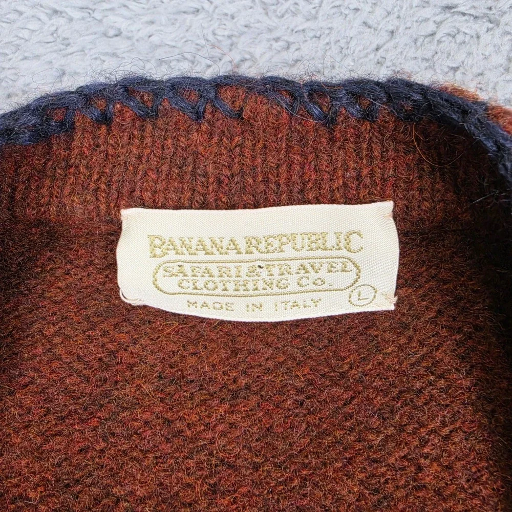 Vintage Banana Republic Wool Sweater Vest Mens L Brown Safari Italian Virgin 80s